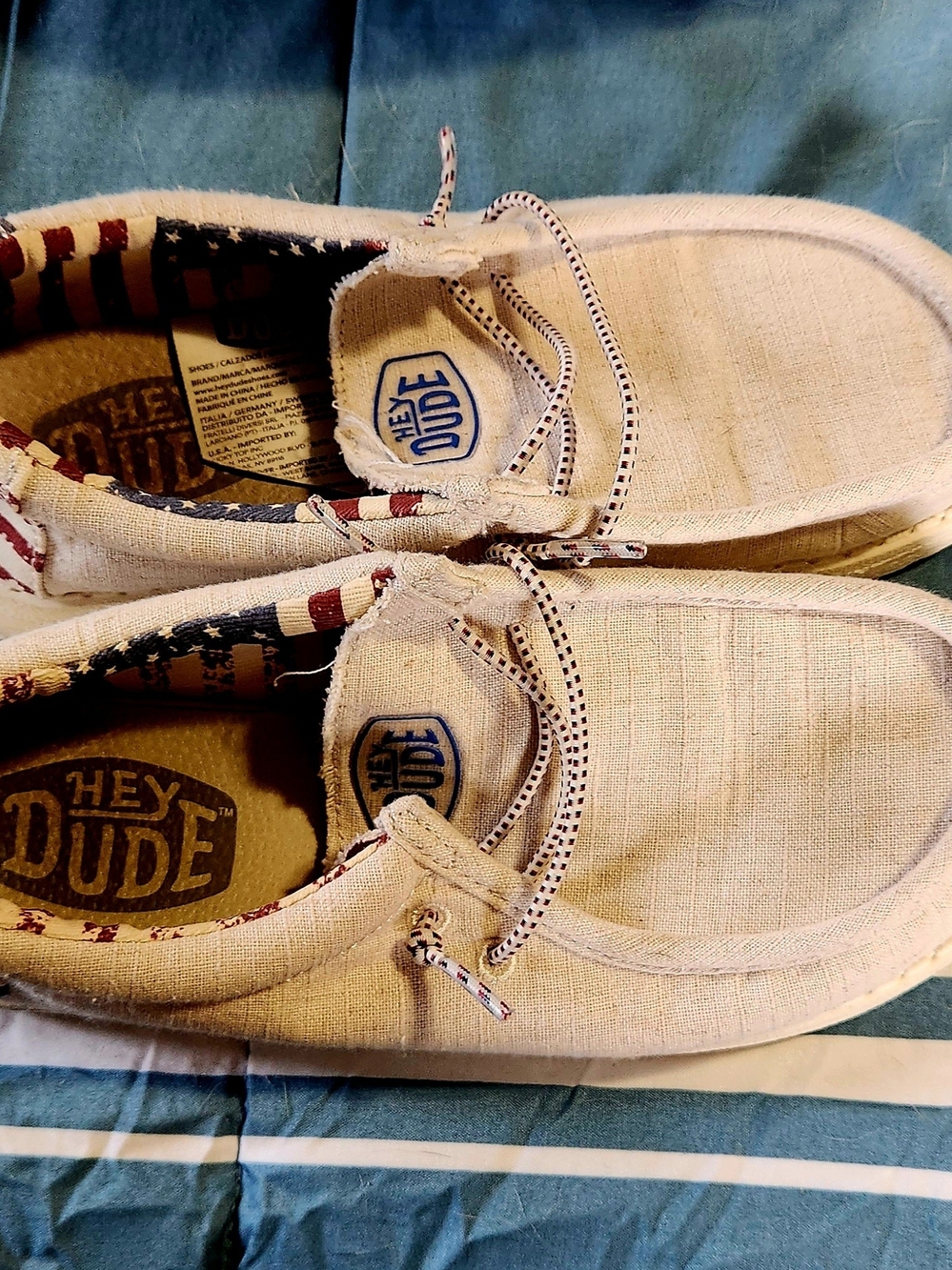 Hey Dude Kids Off White Patriotic Wally Youth Sneakers